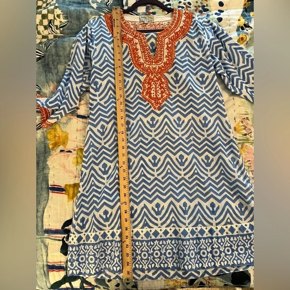 ANTHROPOLOGIE 10 BELLA TU BY GOPI VAID Embroidered Tunic Dress